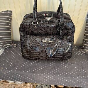 David Jones Crocodile Embossed Rolling Bag